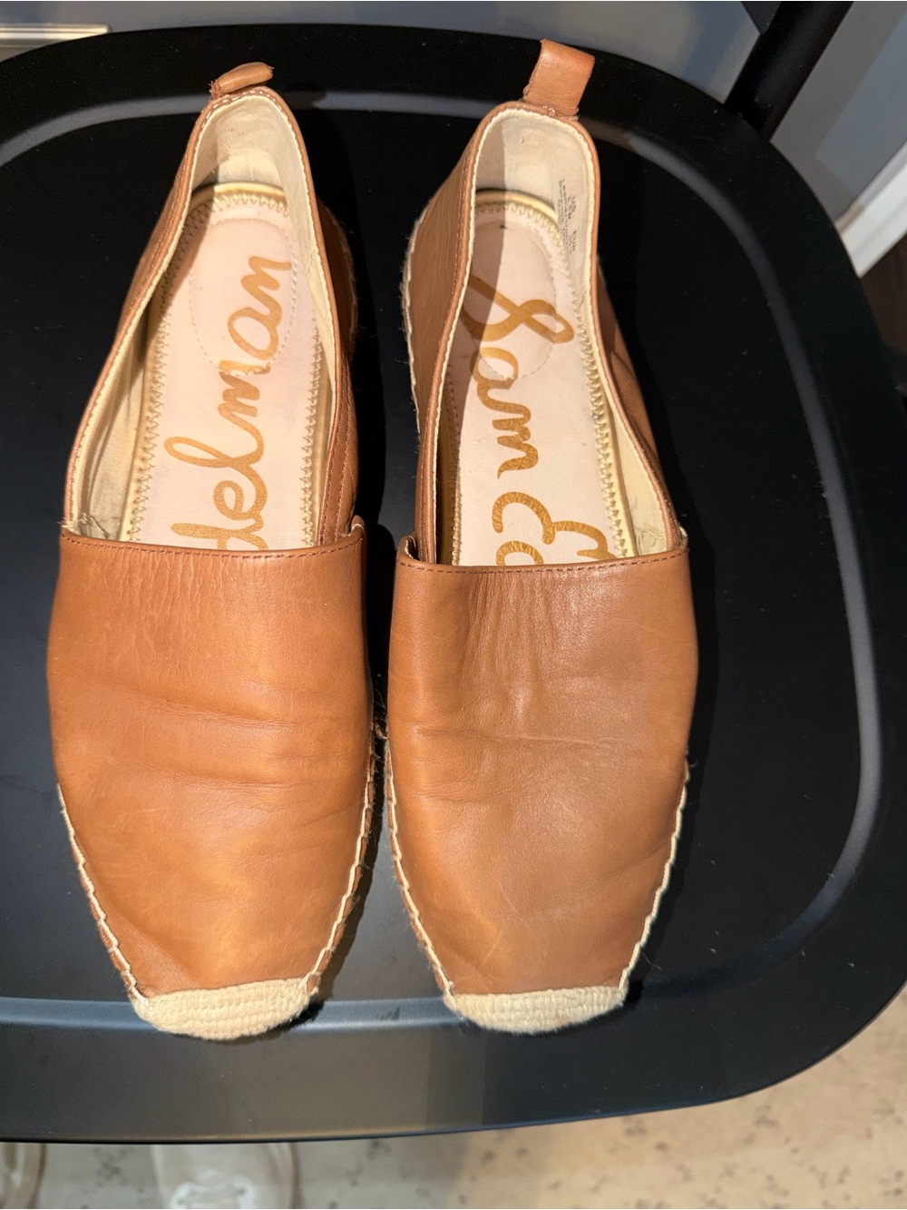 Sam Edelman Tan Leather Espadrille Slip-Ons